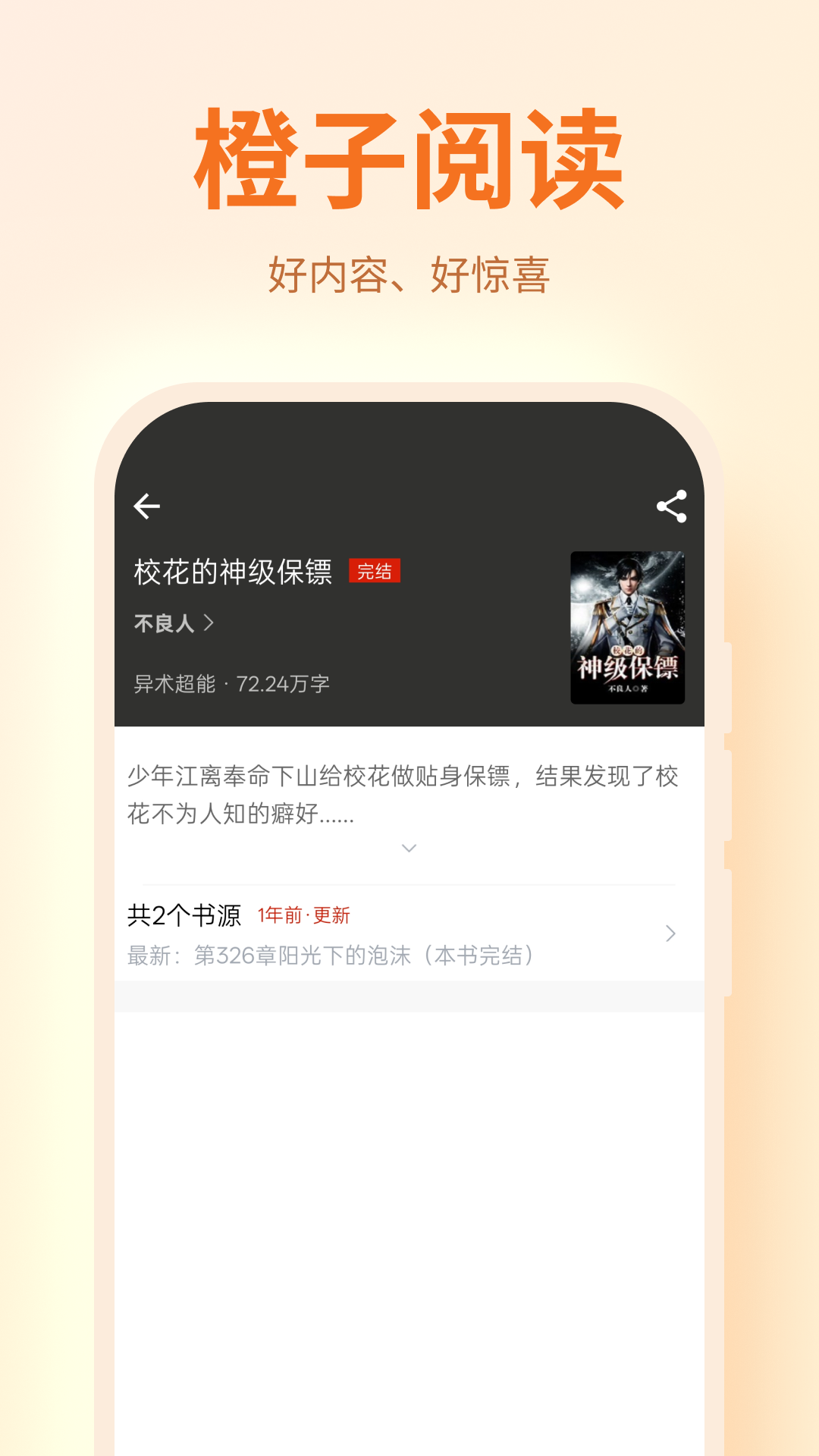 橙子阅读 - 阅读界面